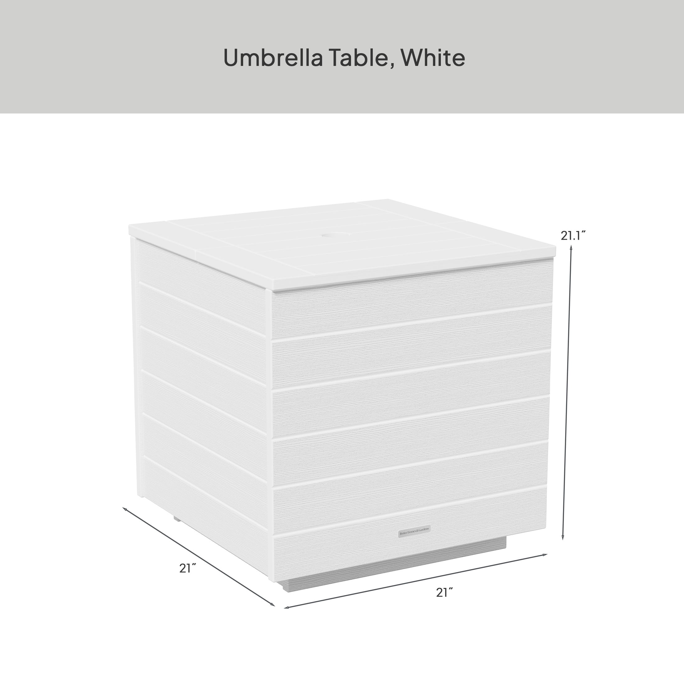 Better Homes & Gardens Ezra Outdoor HDPE Umbrella Table, White