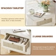 thumbnail image 6 of LAZZO Nightstands Set of 2, 23.6" Wide Large Bedside Tables with 2 Rattan Drawers for Bedroom, White, 6 of 9