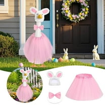 Easter Bunny Goose Outfit Porch Goose Clothes Tutu Skirt for 23" Lawn Outdoor Garden Yard Patio Statue Decor