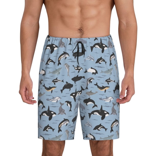 Fotbe Dolphins Pantalones Cortos de Pijama para Hombre, Ropa de Dormir, Pantalones de Pijama Cortos para Hombre-Medium