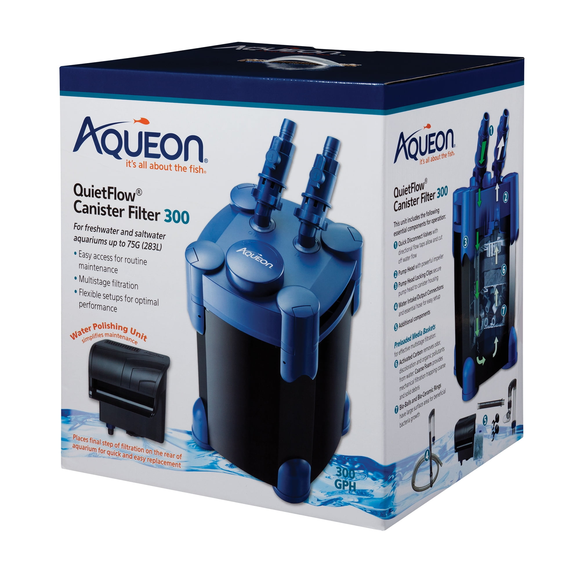Aqueon QuietFlow 75/300 Canister Filter - Walmart.com - Walmart.com
