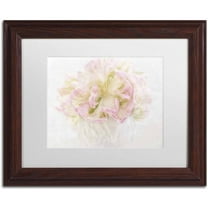 Trademark Fine Art 'Pink Parrot Tulips Bouquet' Canvas Art by Cora Niele, White Matte, Wood Frame