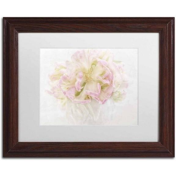 Trademark Fine Art 'Pink Parrot Tulips Bouquet' Canvas Art by Cora Niele, White Matte, Wood Frame