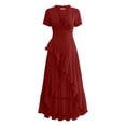 thumbnail image 6 of Boho Dresses for Women Summer V Neck Short Sleeve Ruffled Long Dress Plus Size Fashion Casual Maxi Sundresses, 6 of 6