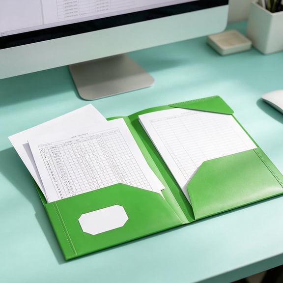 Two Pocket Folders Plastic Document Organizer Folder with Flap Double Pocket Presentation Folders Green