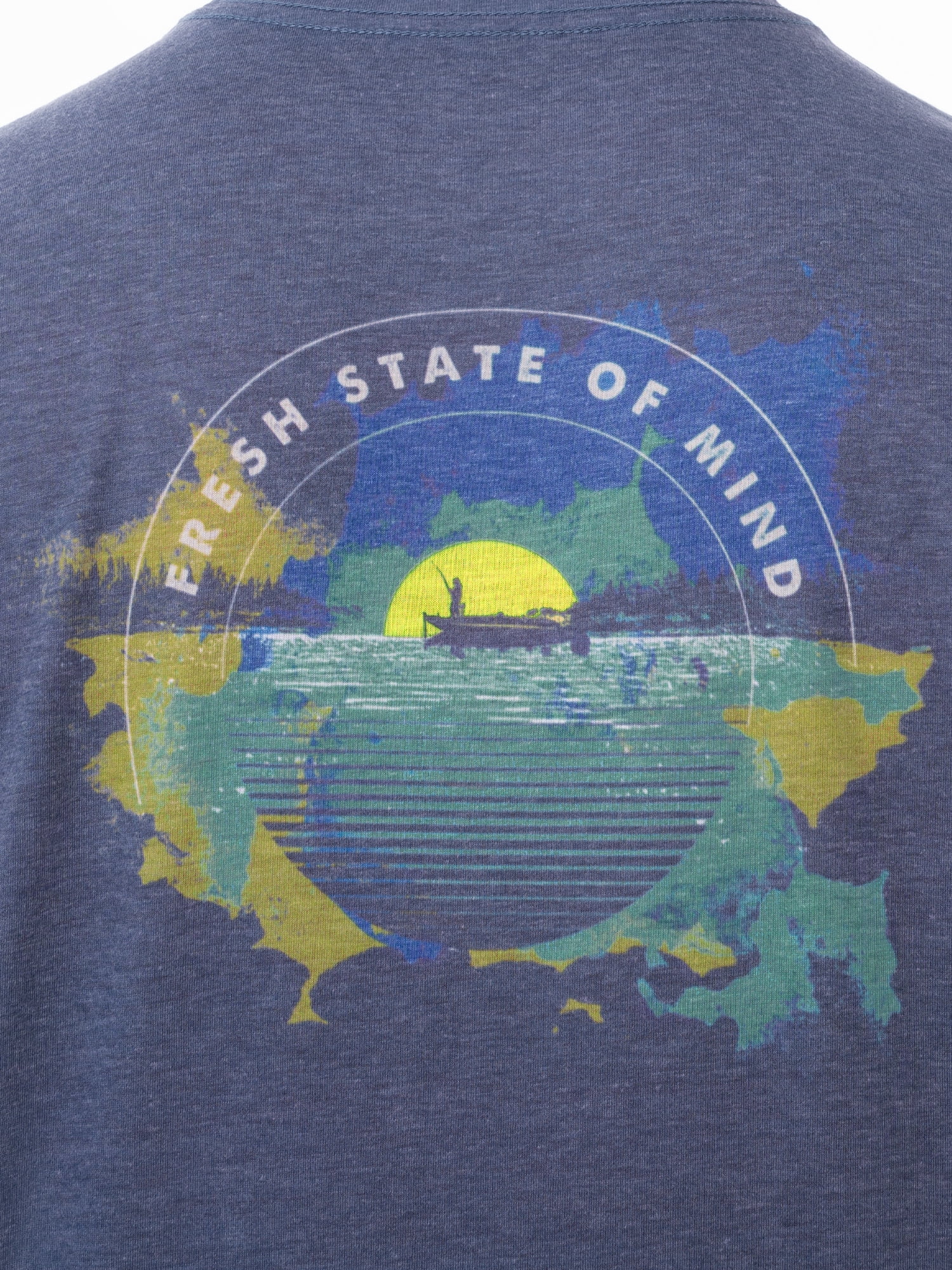 Fish N Vibe Men's Short Sleeve Fishing Performance Outdoor Graphic T-Shirt, Crown Blue, 2XL