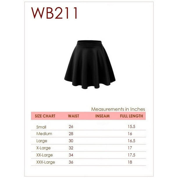 MBJ WB2382 Women's Casual Mini Flared Plain Pleated Skater