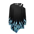 thumbnail image 4 of ZQGJB Women Tops Plus Size Casual T Shirts Long Sleeve Strappy Cold Shoulder Tunics Sparkling Patchwork Irregular Hem Blouse Z#03-Blue XL, 4 of 5
