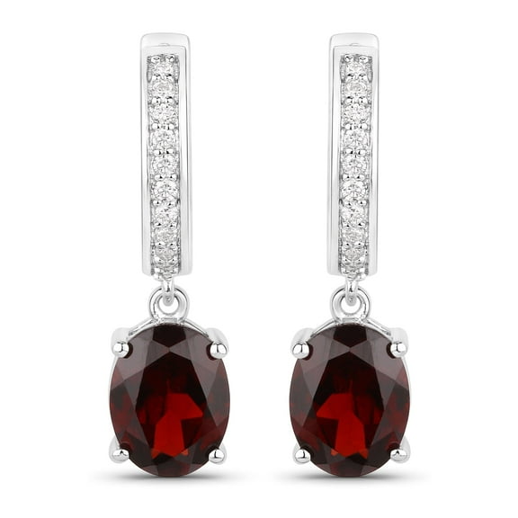 Genuine Garnet Earrings Dangle for Women 4.22 Carats Lab Grown Diamond Jewelry Gift for Women