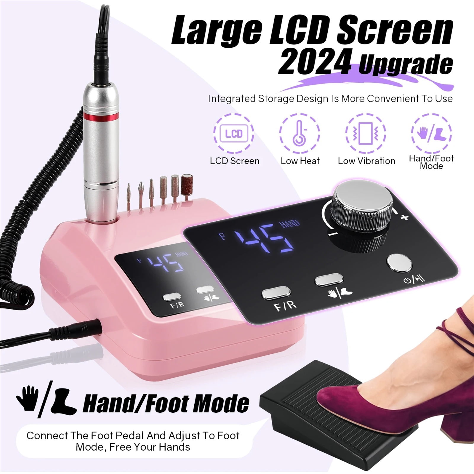 45000RPM Electric Nail Drill Machine for Nails Electric File HD Display Metal Manicure Pen Professional Nail Lathe Sander
