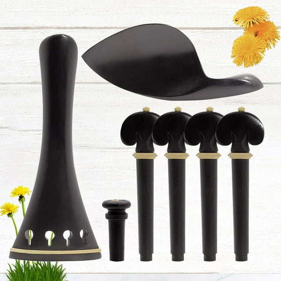 HONMEET Violin Replacement Accessories Violin Fittings Kit Ebony Black 1 Set