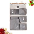 thumbnail image 3 of 1Pc Cotton Linen Hanging Storage Bag Pouch with Multiple Pockets Simple Wall Hanging Sundries Holder Behind the Door (Grey), 3 of 7