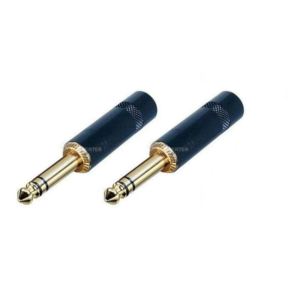 2 - Neutrik Rean NYS228BG 1/4 Inch Stereo TRS Plug. Black Handle Gold Contact