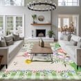 thumbnail image 3 of Large Area Rugs for Living Room Bedroom, Easter 6'x9' Rug Washable Carpet Runner Indoor Outdoor, Spring Rustic Rabbit Botanical Flowers Eggs Plaid Non Slip Floor Mats Rug for Kitchen, Playroom, 3 of 8