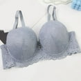 thumbnail image 2 of felwors Women's Lace Bras Push Up Solid Color Soft Everyday Padding Classic Underwire Lift Up Bra(Grey, XL), 2 of 4