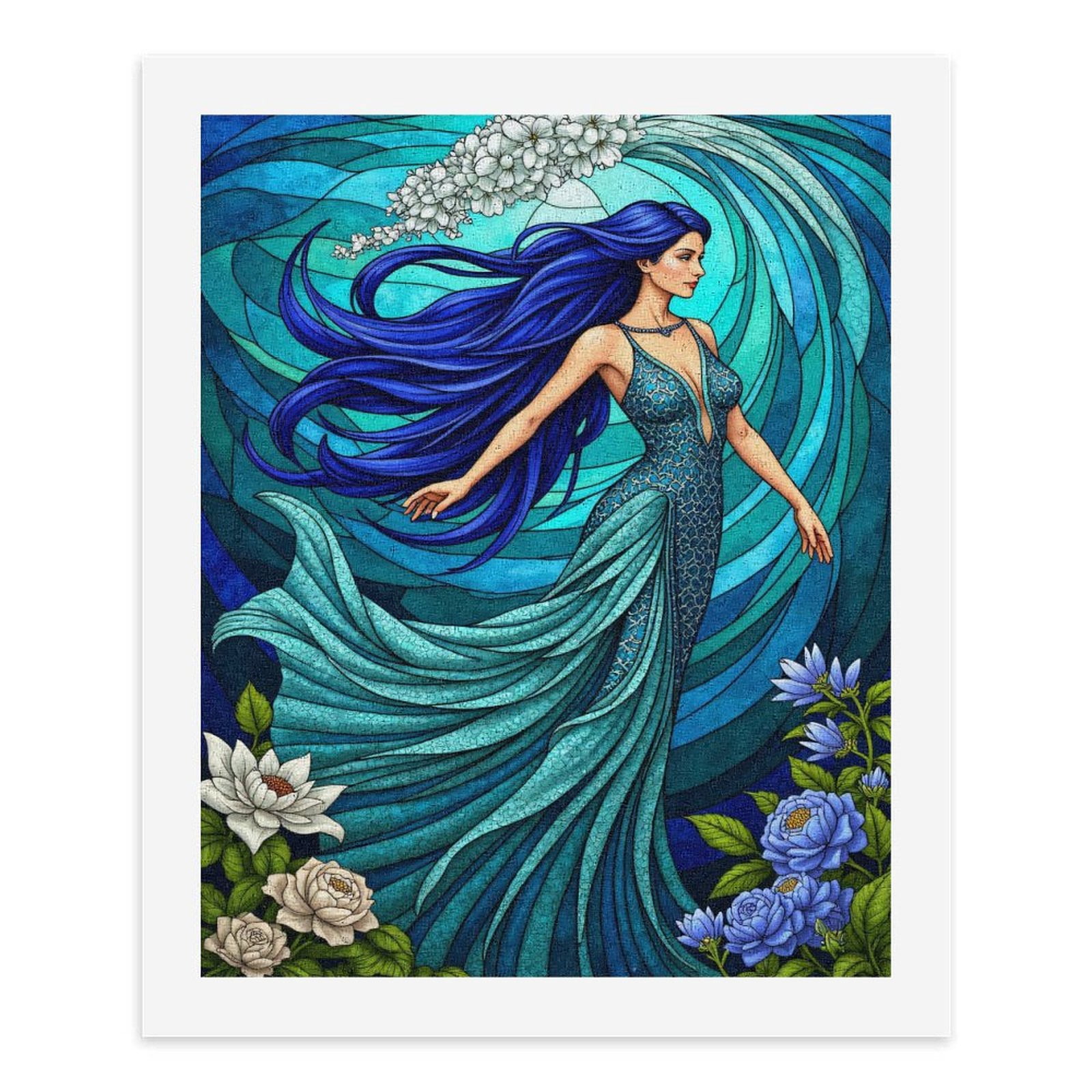 Paint By Numbers Kit for Adults Beginner - DIY Elegant Blue Fantasy Art Woman Canvas Painting Kits for Adults, Frameless Paint By Number for Adults for Home Wall Decor 16x20 Inch