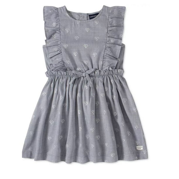 Calvin Klein Grey Toddler Girls Ruffled Heart Dress, 3T 