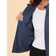 thumbnail image 5 of Chaqueta corta de motociclista con cuello alto Piel sintética asimétrica con cremallera frontal para mujer Azul oscuro M, 5 of 6