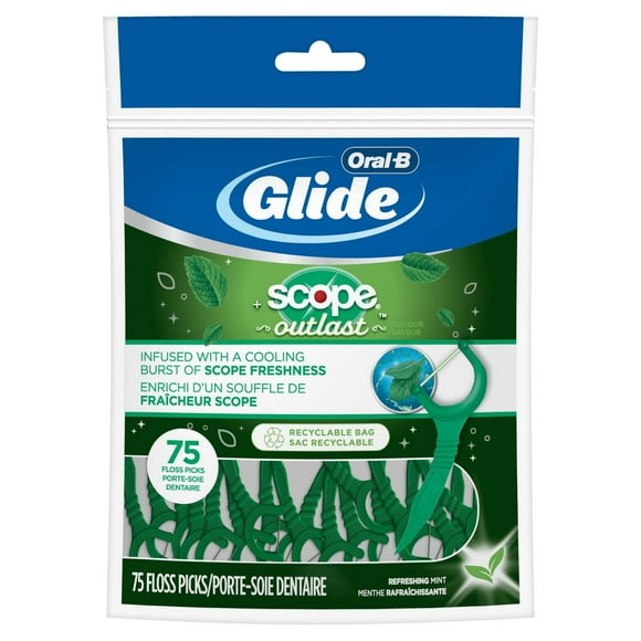Oral-B Glide Complete with Scope Outlast Mint Flavour Floss Picks, 75 Count