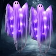 thumbnail image 2 of Ayieyill Halloween Ghost Decor with Warm Purple LED Light, 47” Light up Hanging Ghost Halloween Yard Porch Decorations Outdoor, 2 of 3