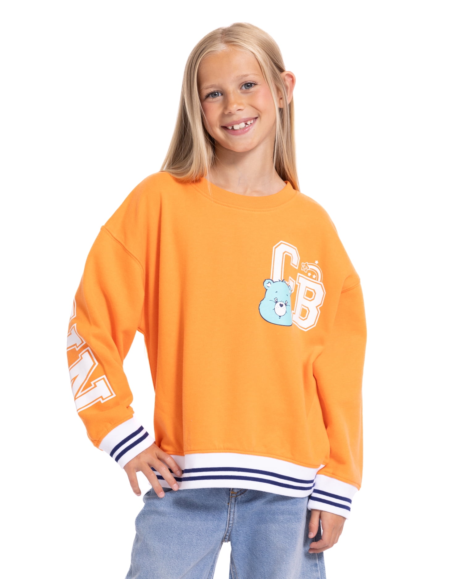 Care Bears Girls' Front Back Graphic Sweatshirt with Long Sleeves, Sizes 4-16