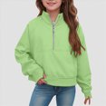 thumbnail image 2 of TOWED22 Girls Half Zip Sweatshirt Solid Fleece Quarter Zip Pullover Hoodis Fall Clothes for Teen Girls Thumb Hole,11-12 Y, 2 of 7