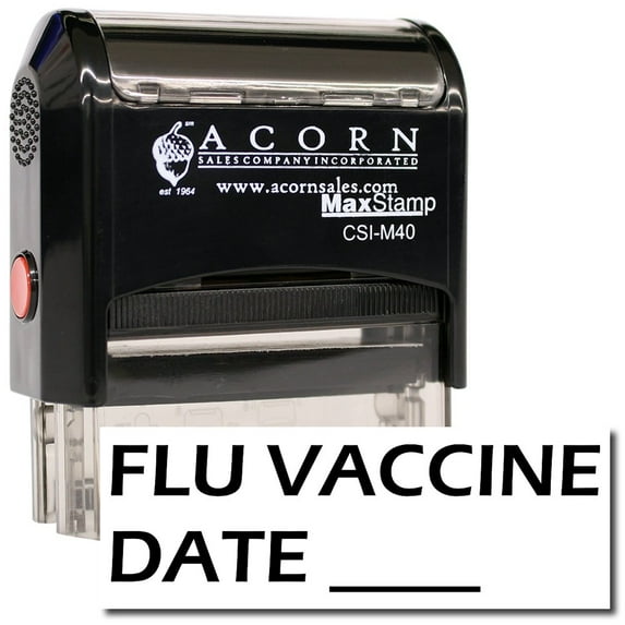 Large Self-Inking Flu Vaccine Date Stamp with Blue Ink