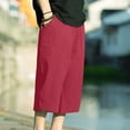 thumbnail image 4 of LODIENY Men's Linen Plus Size (M-5XL) Capri Pants Lightweight Loose Fit 3/4 Pant Elastic Waist Drawstring Harem Casual Beach Yoga Trousers Red XXXL, 4 of 6