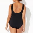 thumbnail image 3 of Gibobby Trajes de Natación para Mujer Bañador deportivo con cremallera frontal y estampado de bloques de color a rayas para mujer(Negro,G), 3 of 3