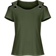 thumbnail image 2 of Xuboway cold shoulder eyelet tops for women plus size sexy V Neck T Shirts Basic summer Tees western cruise outfits country concert tunics tops to wear with leggings, 2 of 4