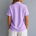 thumbnail image 6 of Womens Summer Linen Tops Short Sleeve Button Down Cotton Linen Shirts Lightweight Dressy Blouses Women Soft Lightweight Breathable Shirts Business Office Work Clothes, Purple 2XL, 6 of 7