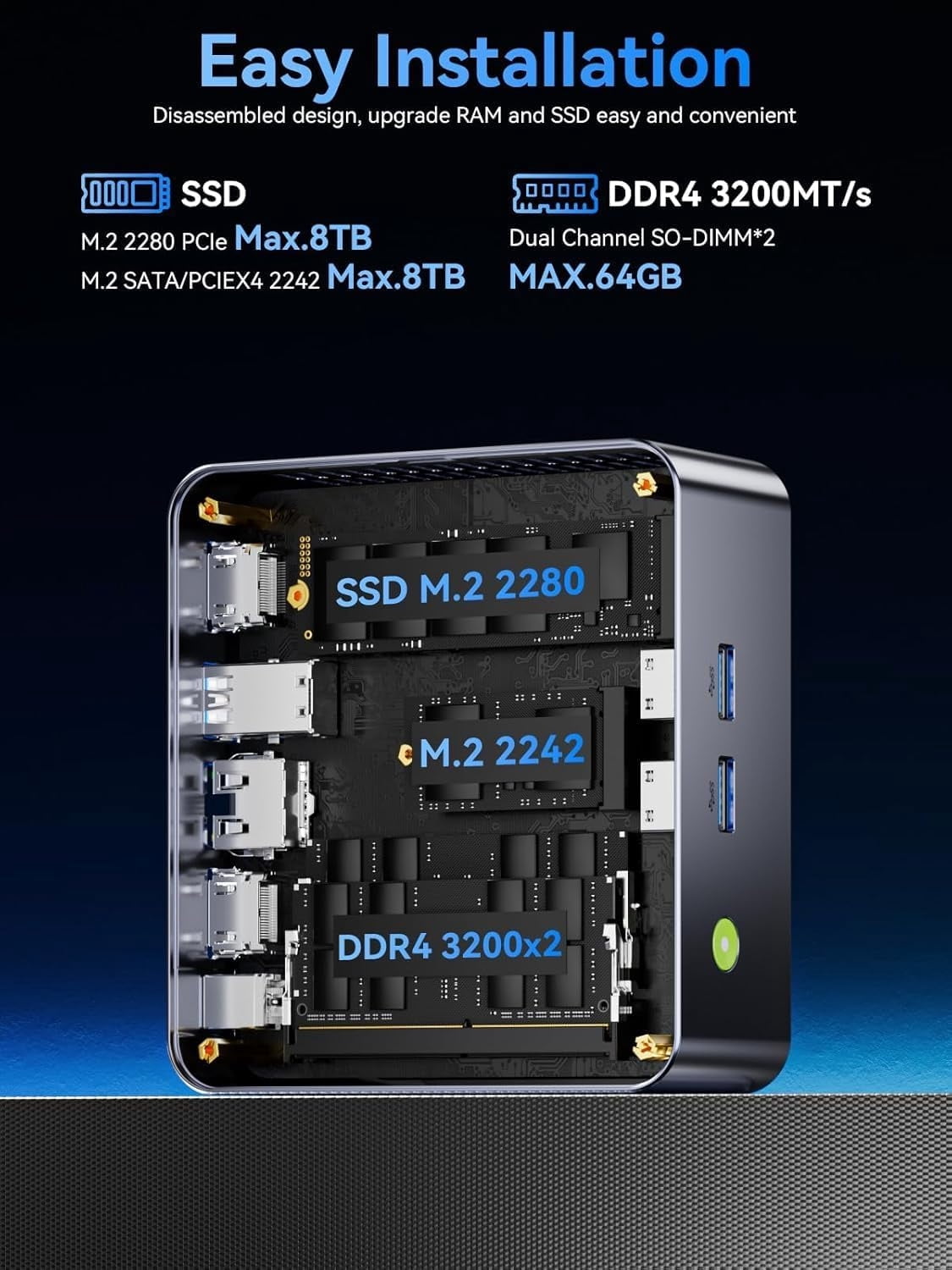 GMKtec Mini Gaming PC, Intel Core i7 12700H(up to 4.7GHz) , 32GB