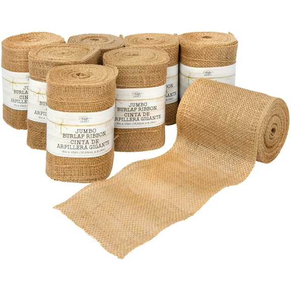 Love, Laugh, Craft Jute Burlap Bolt, Finished Edges, 6"W x 10-Yards, Precut, 8-Pk, Beige