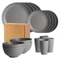 thumbnail image 2 of 16PCS Wheat Straw Large Size Dinnerware Set, Service for 4, Lightweight Kitchen Accessories, Unbreakable Modern Dish Set-Plate/Dessert Plate/Bowl/Cup, Dishwasher Safe, Best Gifts (Gray), 2 of 7