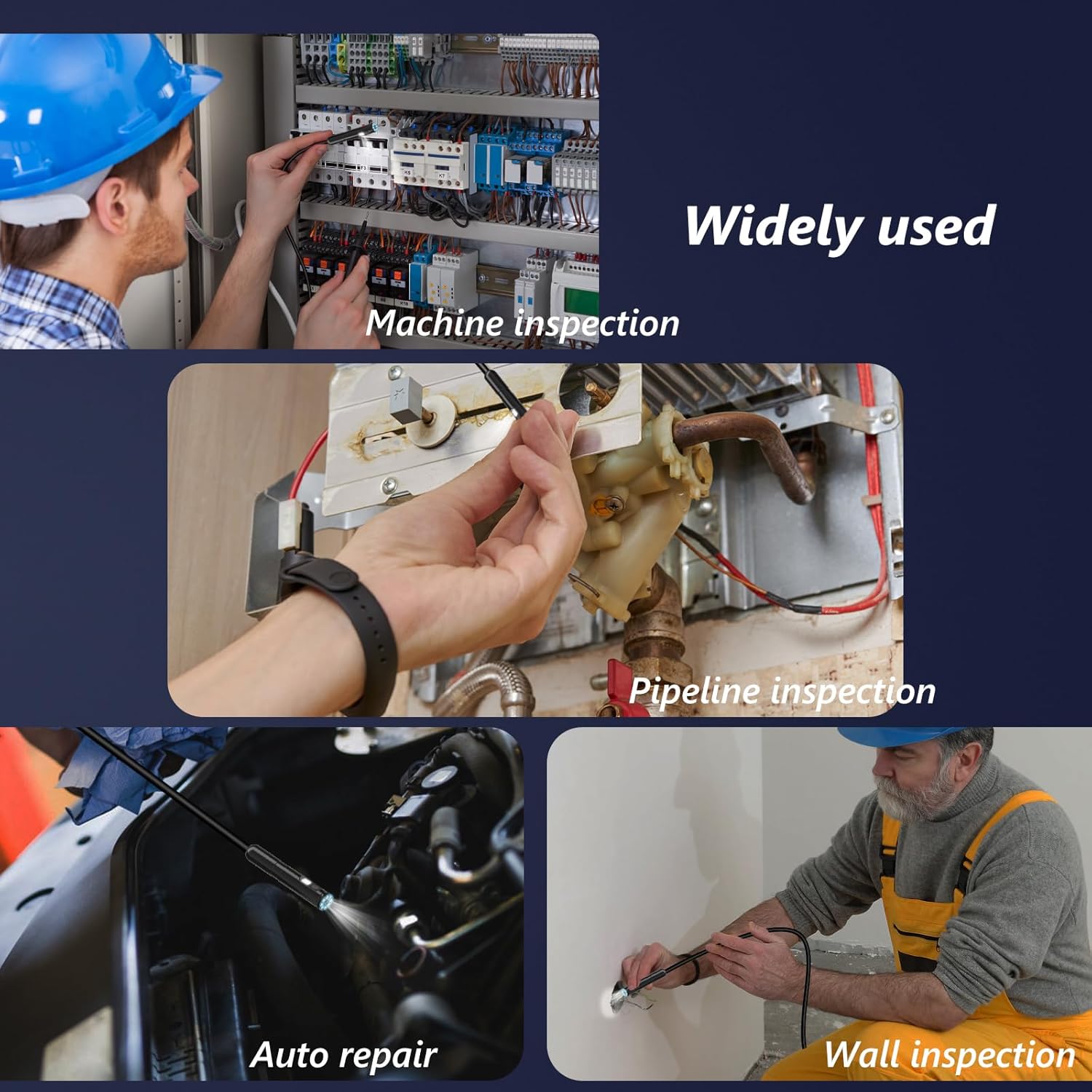 Endoscope Camera with Light, 1920P HD Borescope Camera with 8 Adjustable LED Lights, 16.4ft Semi-Rigid Snake Camera with Light, IP67 Waterproof 7.9mm Inspection Camera for iOS and Android