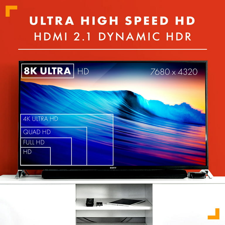 Câble HDMI 2.1 / 1,8m plaqué or - Drakkar - Konix (Vidéo 4K à 120 Hz, 8K à  60 Hz 4320p) –
