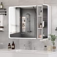 thumbnail image 4 of Jarbalai Modern 2-Door LED Mirror Cabinet with Storage Shelves, Jewelry Hooks, Defog, White Body, 4 of 10