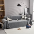 thumbnail image 2 of HUGNEO 71"x118" Chenille Sofa Cover, Non Slip Soft Tassel Couch Cover, Machine Washable Furniture Protector for Kids Pets, Dark Gray, 2 of 11