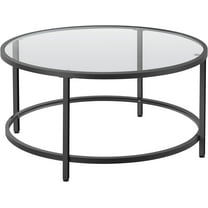 TYUIOP  Round Glass Coffee Table, Small Coffee Table for Living Room，Circle Coffee Tables Center Tables with Glass Top, Office & Apartment. Black, 36 in