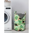 thumbnail image 3 of Tropical Laundry Bag, Endemic Toucan Bird Pinnate Leaves Berries Colorful Cartoon Animals, Basket with Handles Drawstring Closure for Laundromats, 13" x 19", Pale Yellow Multicolor, by Ambesonne, 3 of 4