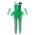 thumbnail image 3 of TSSOE Kids Girls Christmas Candy Cane Santa Claus Jumpsuit Ballet Dance Leotard Tutu Dress Elf Outfit Green 12, 3 of 5