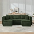 thumbnail image 6 of 94.1" modular Sectional Sofa,Compressed Corduroy couch, Comfy Compression Sofa for small spaces, Green, 6 of 8