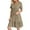 Khaki, variant on Women's Summer Casual Dress V Neck Short Sleeve Flowy Swing Midi Beach Dress Solid Color Button Shirt Dress 2025 Womens Casual Trendy Midi Dresses