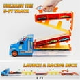 thumbnail image 3 of Joyfy Semi Carrier Truck with Lights & Sounds for Kids, 12 Die-Cast Metal Toy Play Vehicle with 60" Extra Long Race Track, Great Christmas  Birthday Gift for Boy 2 3 4 5 6 7, 3 of 9