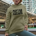 thumbnail image 2 of Puppies & True Crime Podcasts, Dog Lover Podcast Listener Quote, Groovy Retro Wavy Text Merch Gift, Sand Hooded Sweatshirt or Hoodie, 3XL, 2 of 5