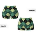 thumbnail image 3 of Sigee Green Squares Print Women's High Waist Workout Shorts - Squat Proof, Tummy Control, Yoga and Gym Activewear-X-Large, 3 of 9