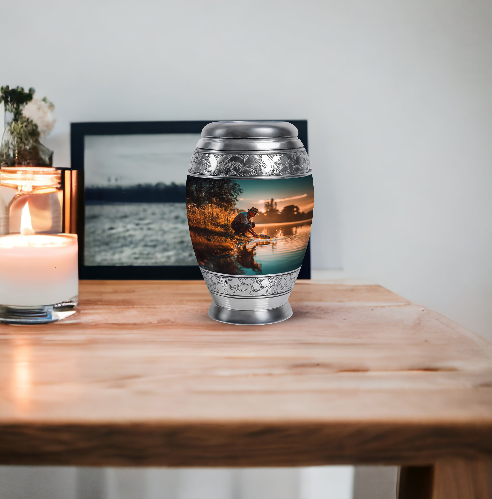 MUKTIVE Fishing Cremation Keepsake Urns for Adult Male Female Ashes - Fisherman Burial Urn for Human Ashes for Female Small - Cremation Remains Containers - Sympathy Gifts for Loss (3 Inch)