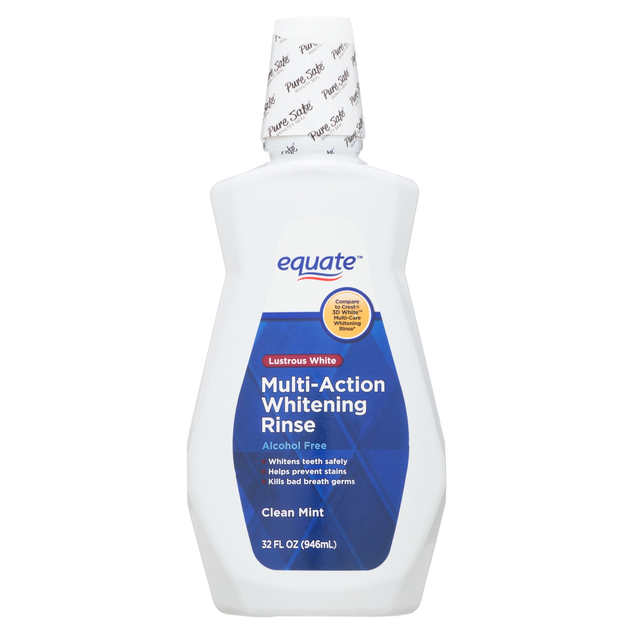 Equate Lustrous White MultiAction Whitening Rinse, Clean Mint, 32 fl