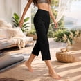 thumbnail image 6 of BODOAO Cotton Linen Capri Pants for Women Loungewear Cotton Linen Blend Straight Leg Elastic Waist Pants Wide Leg Capri Length Skin-friendly Loose Fit Travel Pants Black L, 6 of 9