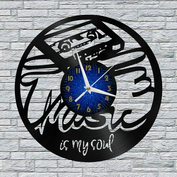Recording Equipment 12 Inch Vinyl Record Wall Clock - Silent, Creative, and Unique Clock for Living Room, Entryway, or Bedroom Decor - Perfect Gift Idea(12 inchs B without LED)